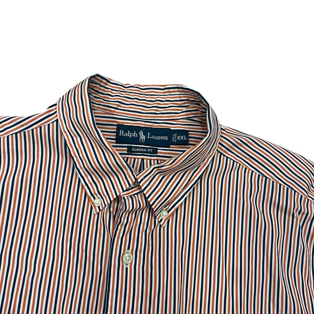 Vintage Ralph Lauren Striped Cotton Red Blue Button Down Shirtt XXL - Picture 2 of 7